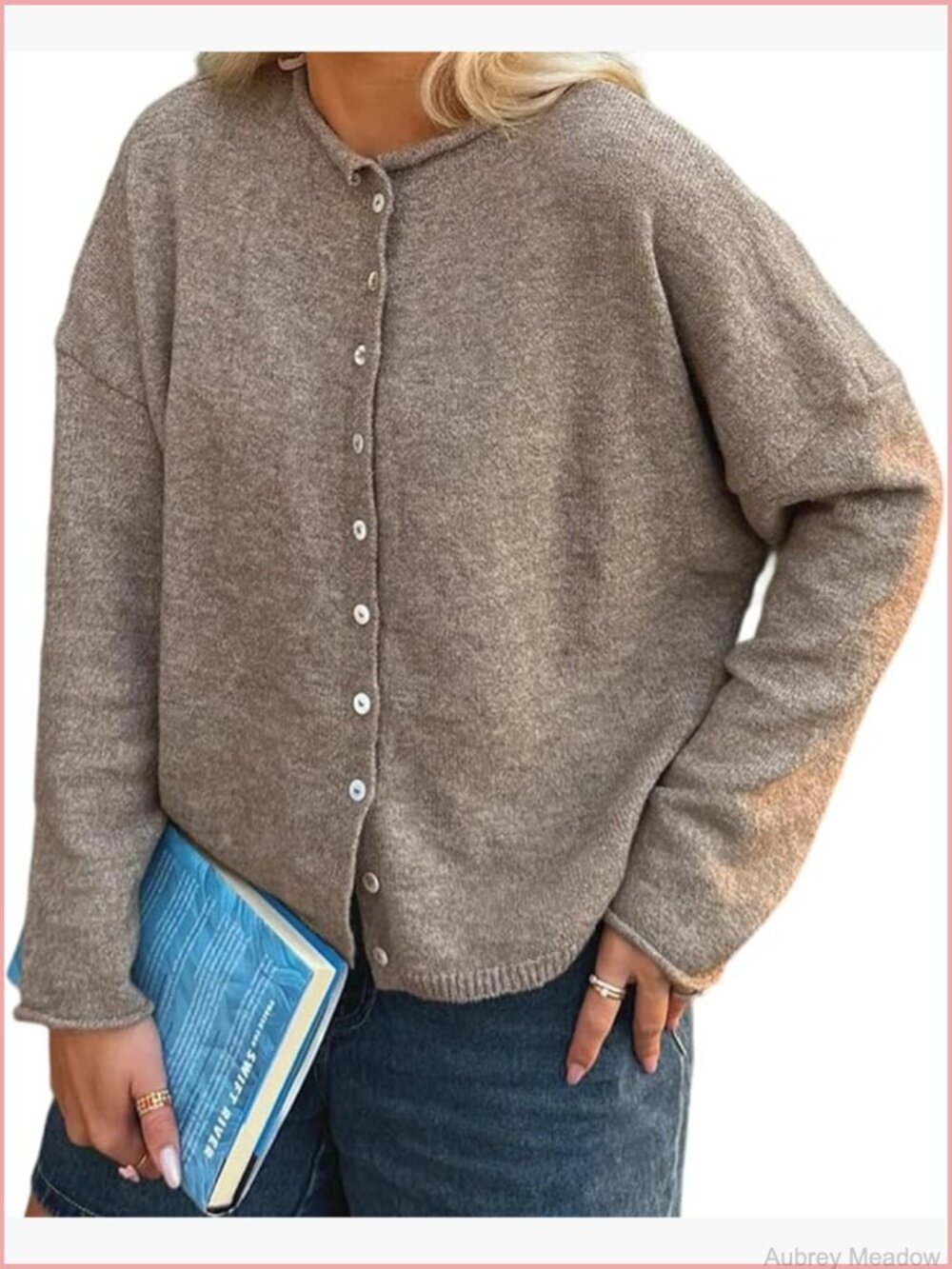 Vintage Y2k Crew Neck Long Sleeve Button Down Cardigan Sweater Lightweight